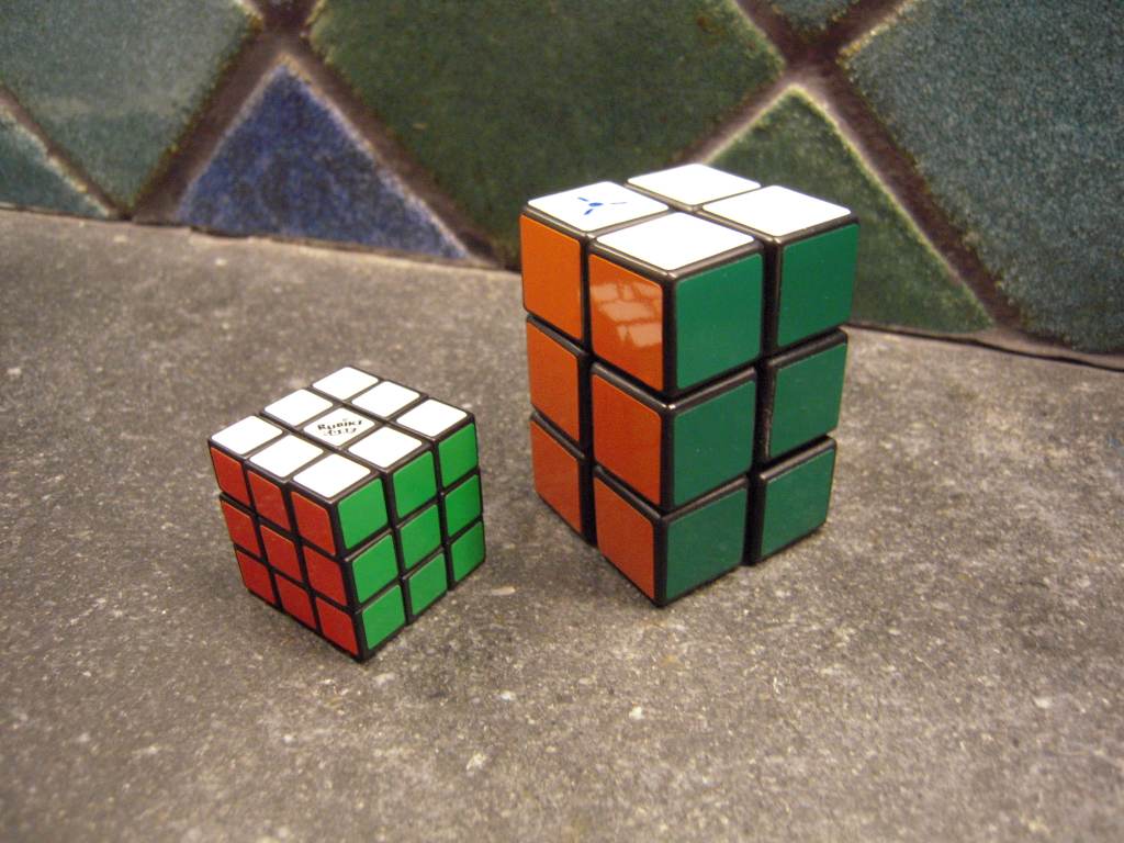 My 2&times;2&times;3 next to a keychain 3&times;3&times;3